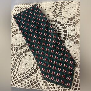 Santa Christmas Silk tie Elegant Green Red‎ Tie Made if USA